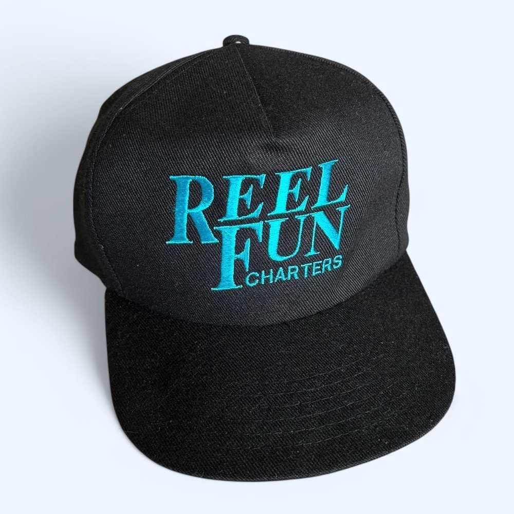Vintage 90’s Reel Fun Charters Black Trucker Cap
